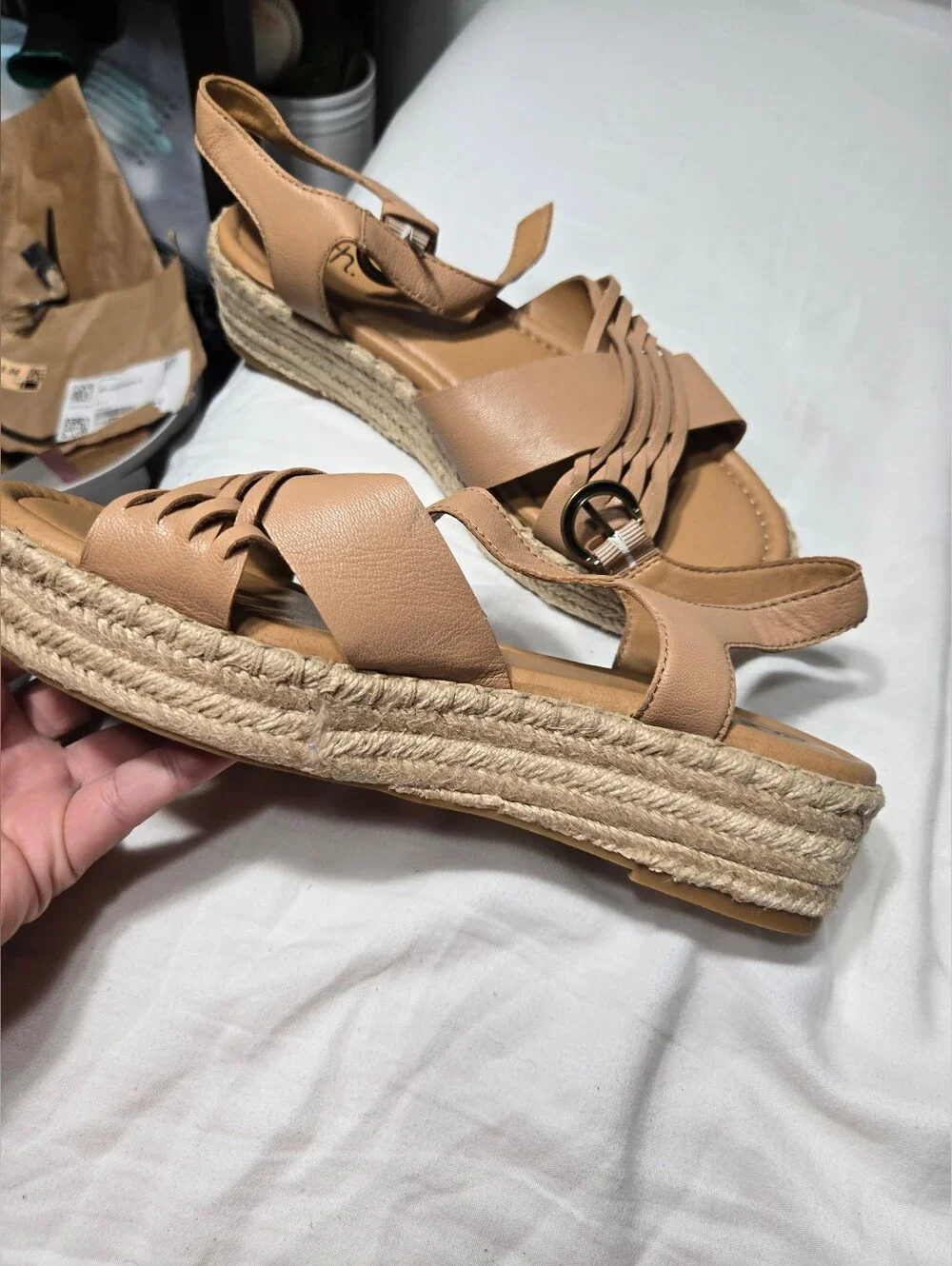 Earth Hilda Women's Platform Espadrille Sz 10 Like New Tan